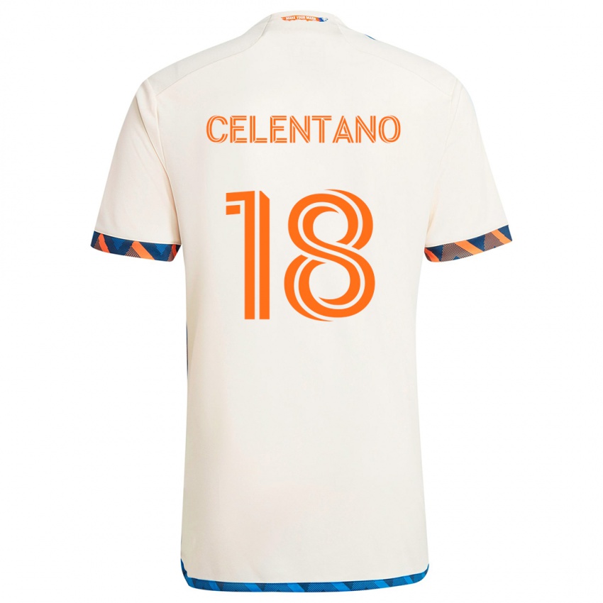 Niño Camiseta Roman Celentano #18 Blanco Naranja 2ª Equipación 2024/25 La Camisa Perú