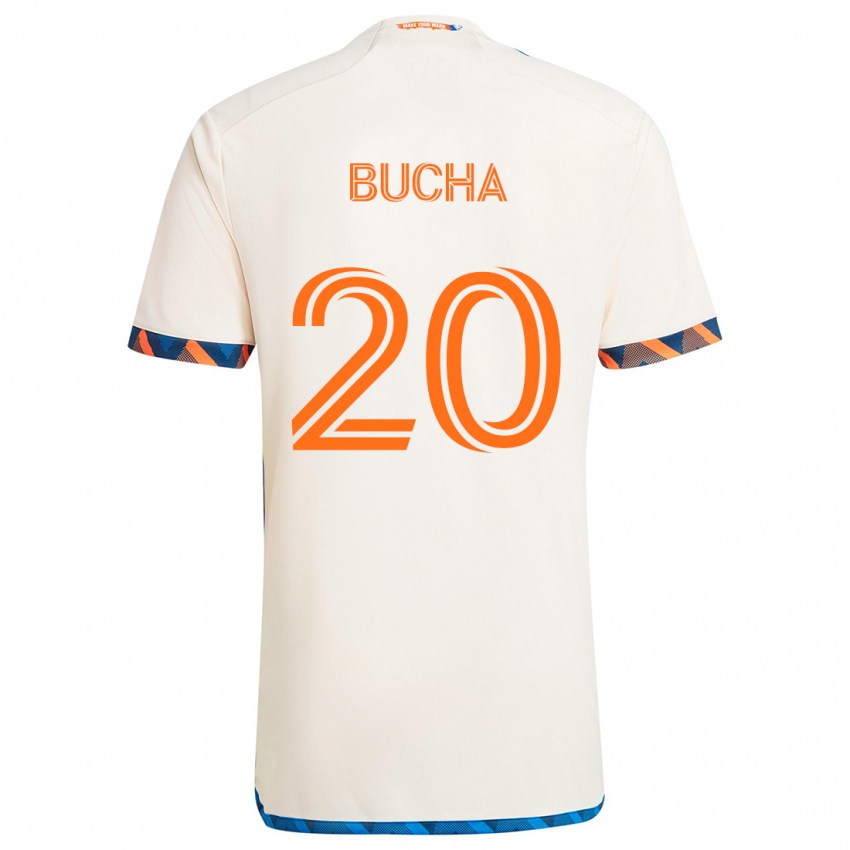 Niño Camiseta Pavel Bucha #20 Blanco Naranja 2ª Equipación 2024/25 La Camisa Perú