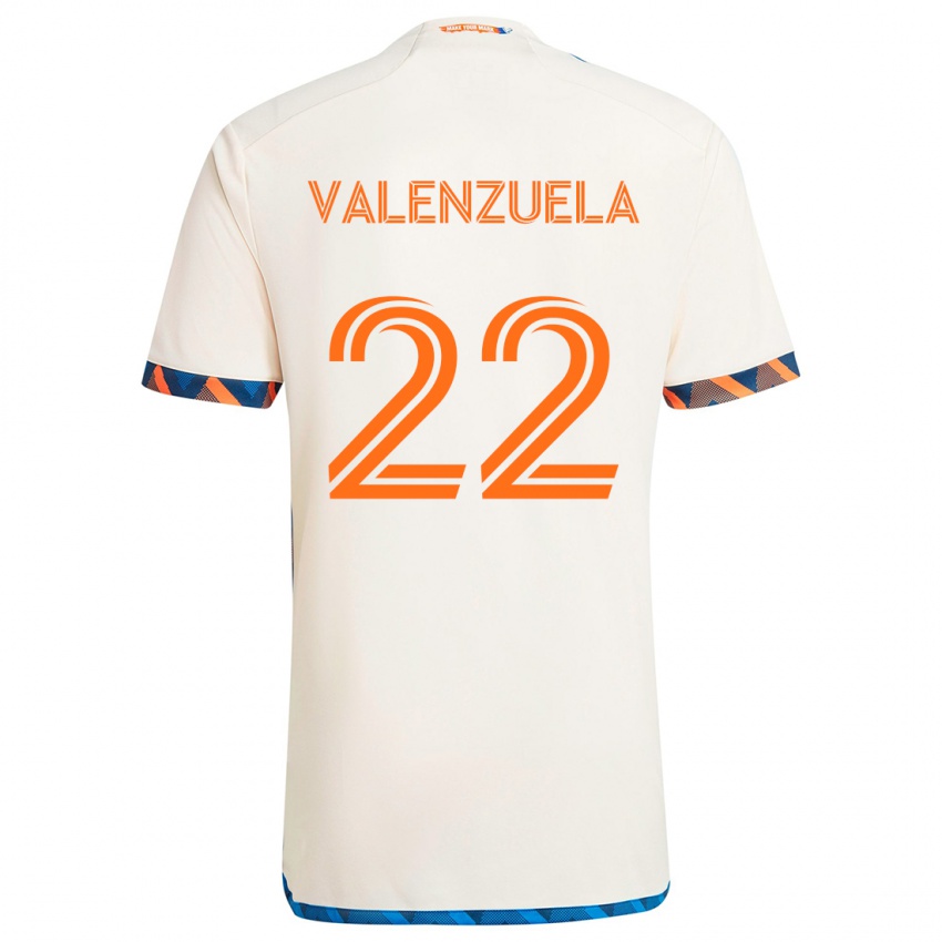 Niño Camiseta Gerardo Valenzuela #22 Blanco Naranja 2ª Equipación 2024/25 La Camisa Perú