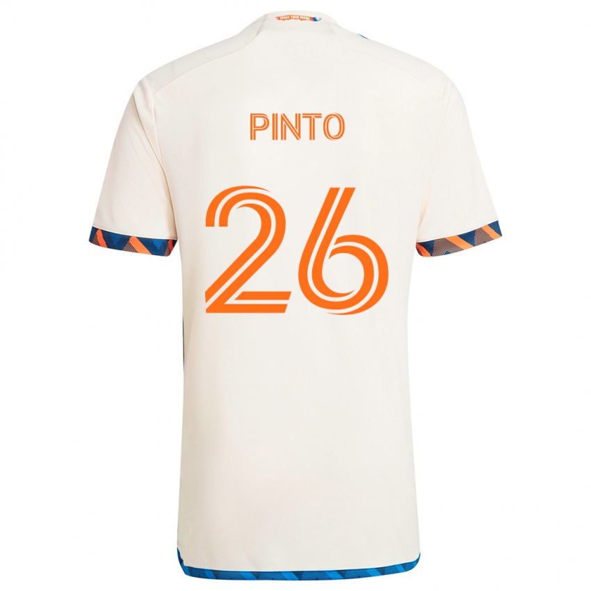 Niño Camiseta Malik Pinto #26 Blanco Naranja 2ª Equipación 2024/25 La Camisa Perú