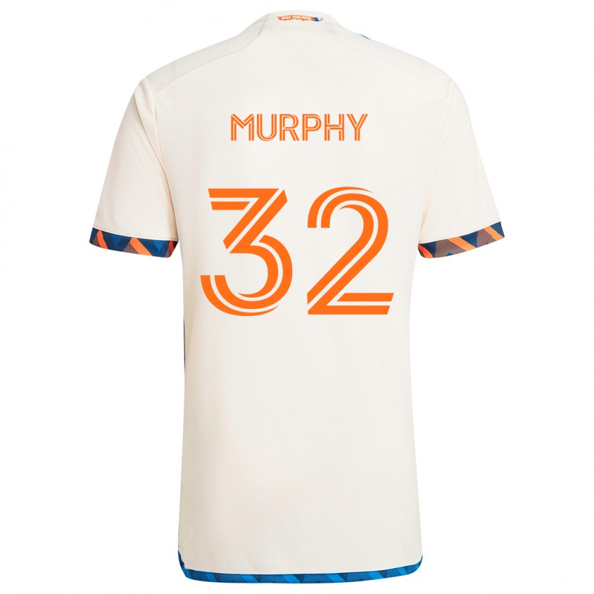 Niño Camiseta Ian Murphy #32 Blanco Naranja 2ª Equipación 2024/25 La Camisa Perú