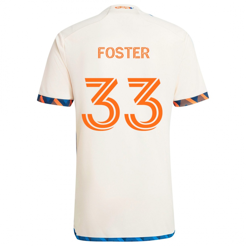 Niño Camiseta Isaiah Foster #33 Blanco Naranja 2ª Equipación 2024/25 La Camisa Perú