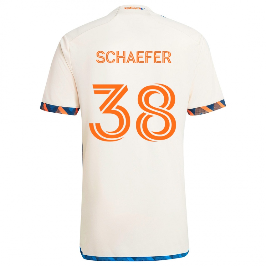 Niño Camiseta Brian Schaefer #38 Blanco Naranja 2ª Equipación 2024/25 La Camisa Perú