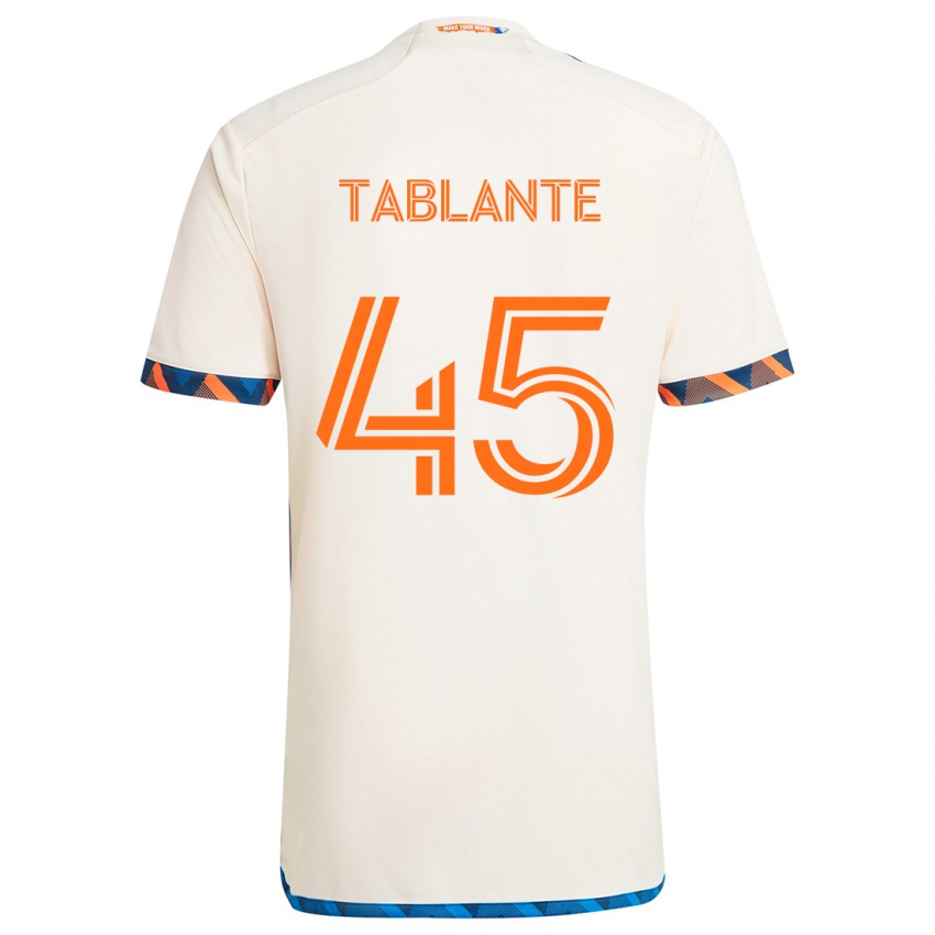 Niño Camiseta Moises Tablante #45 Blanco Naranja 2ª Equipación 2024/25 La Camisa Perú