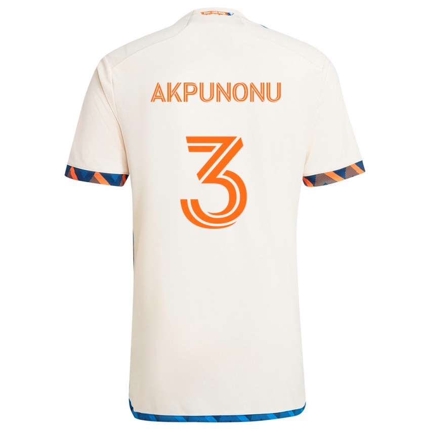 Niño Camiseta Joey Akpunonu #3 Blanco Naranja 2ª Equipación 2024/25 La Camisa Perú