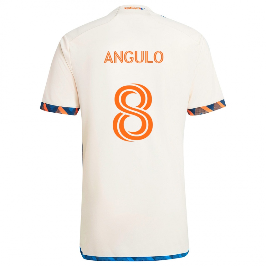 Niño Camiseta Marco Angulo #8 Blanco Naranja 2ª Equipación 2024/25 La Camisa Perú