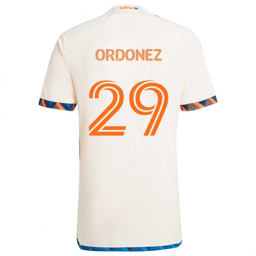 Niño Camiseta Arquímides Ordóñez #29 Blanco Naranja 2ª Equipación 2024/25 La Camisa Perú