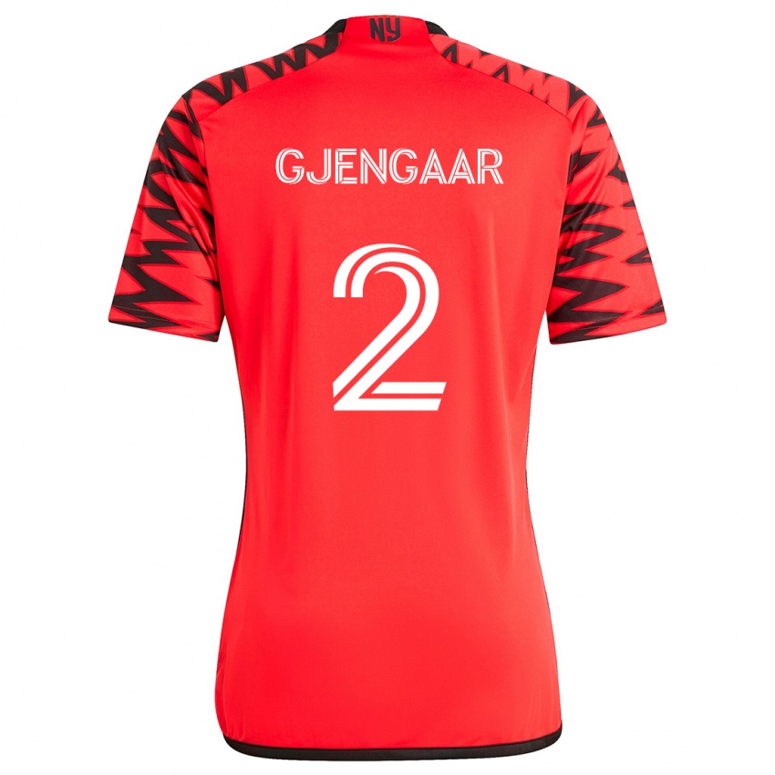 Niño Camiseta Dennis Gjengaar #2 Rojo Negro Blanco 2ª Equipación 2024/25 La Camisa Perú