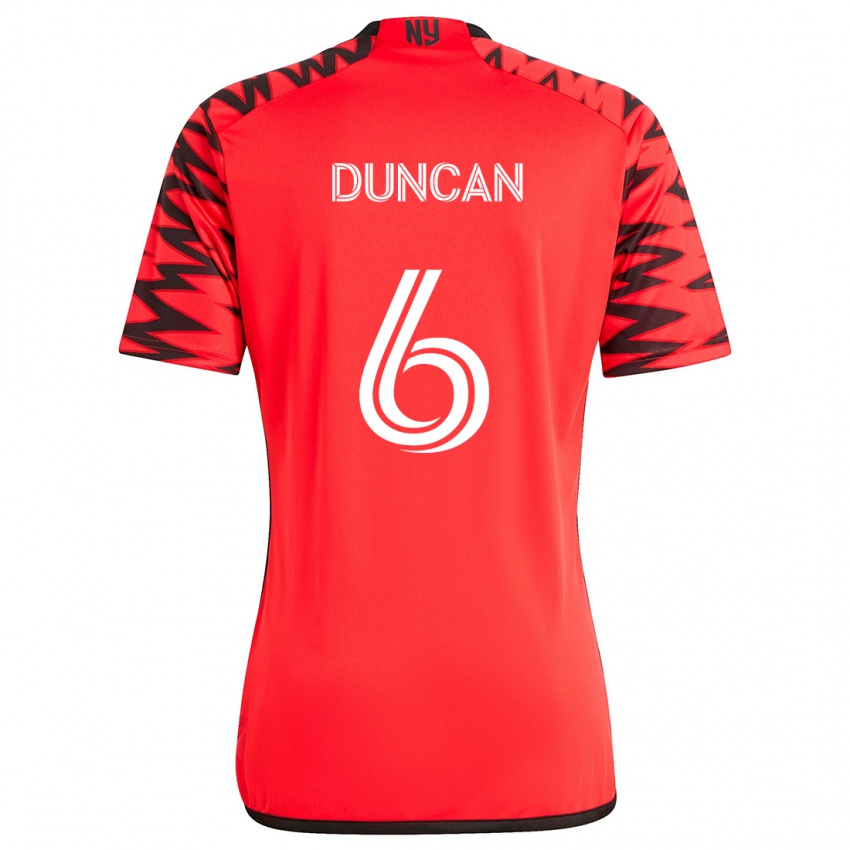 Niño Camiseta Kyle Duncan #6 Rojo Negro Blanco 2ª Equipación 2024/25 La Camisa Perú