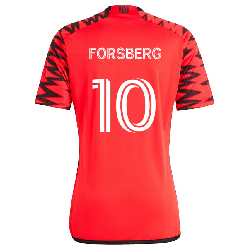 Niño Camiseta Emil Forsberg #10 Rojo Negro Blanco 2ª Equipación 2024/25 La Camisa Perú