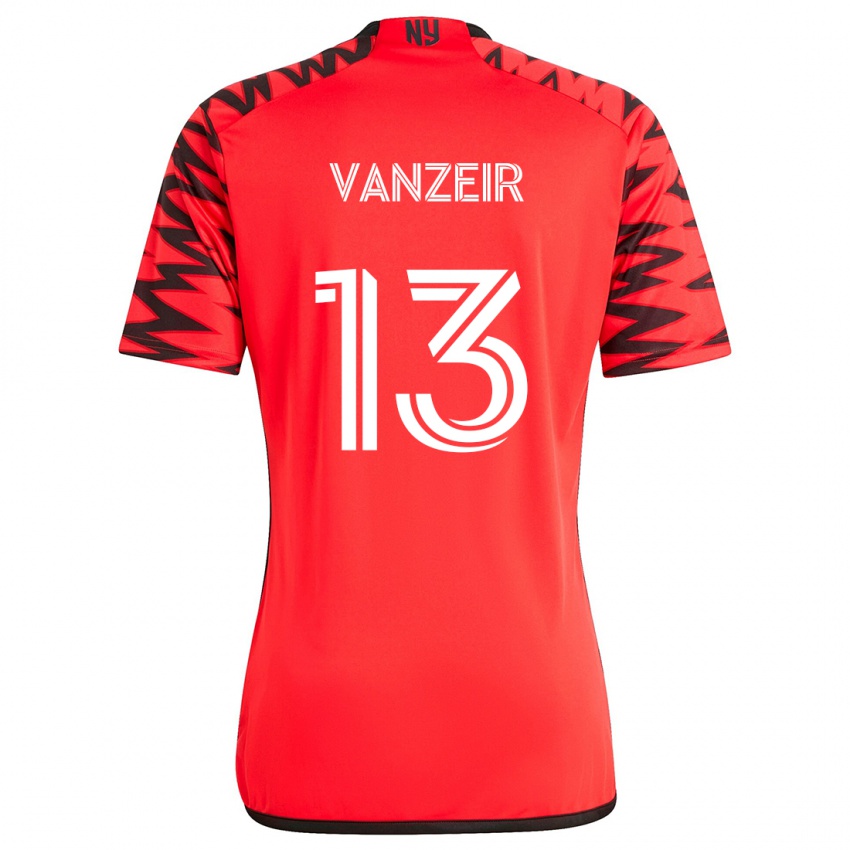 Niño Camiseta Dante Vanzeir #13 Rojo Negro Blanco 2ª Equipación 2024/25 La Camisa Perú