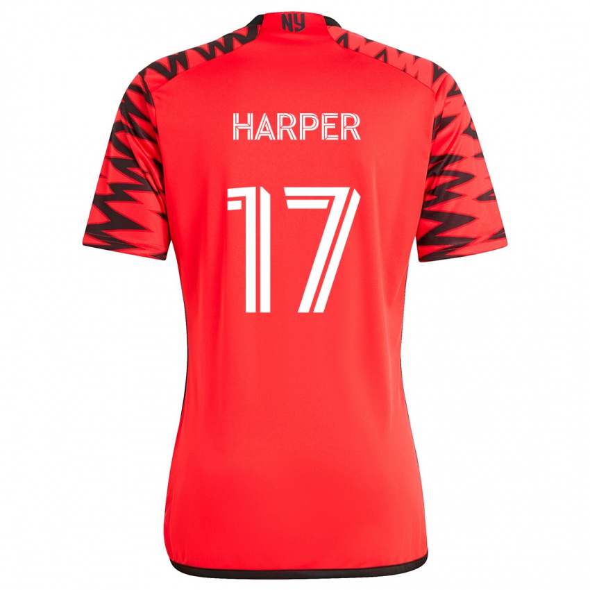 Niño Camiseta Cameron Harper #17 Rojo Negro Blanco 2ª Equipación 2024/25 La Camisa Perú