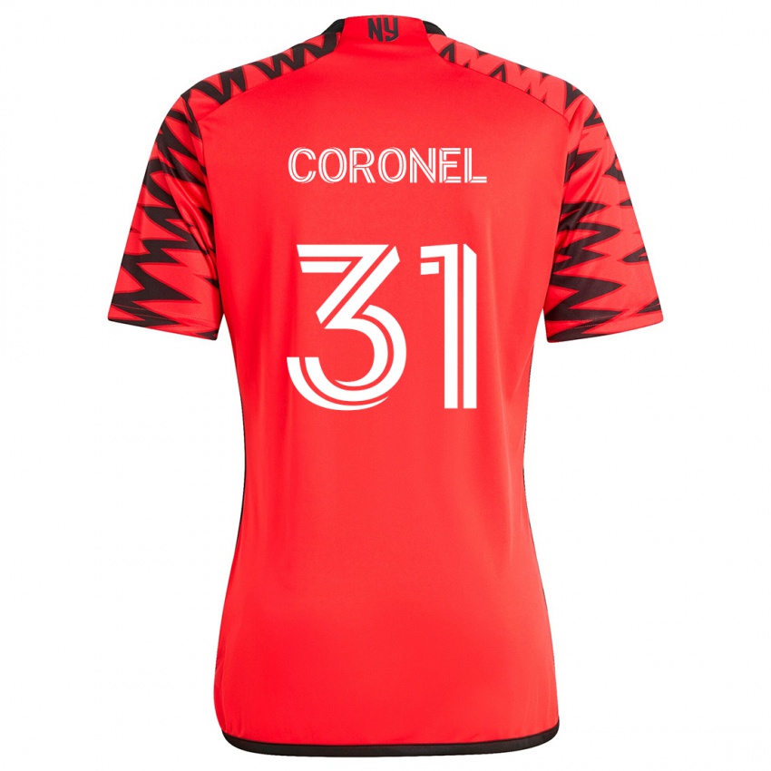 Niño Camiseta Carlos Coronel #31 Rojo Negro Blanco 2ª Equipación 2024/25 La Camisa Perú