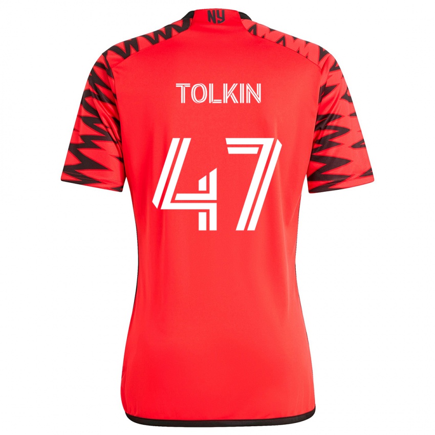 Niño Camiseta John Tolkin #47 Rojo Negro Blanco 2ª Equipación 2024/25 La Camisa Perú