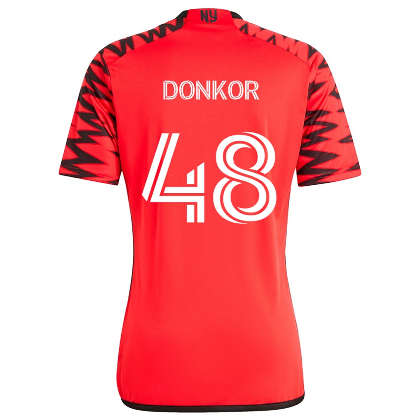 Niño Camiseta Ronald Donkor #48 Rojo Negro Blanco 2ª Equipación 2024/25 La Camisa Perú