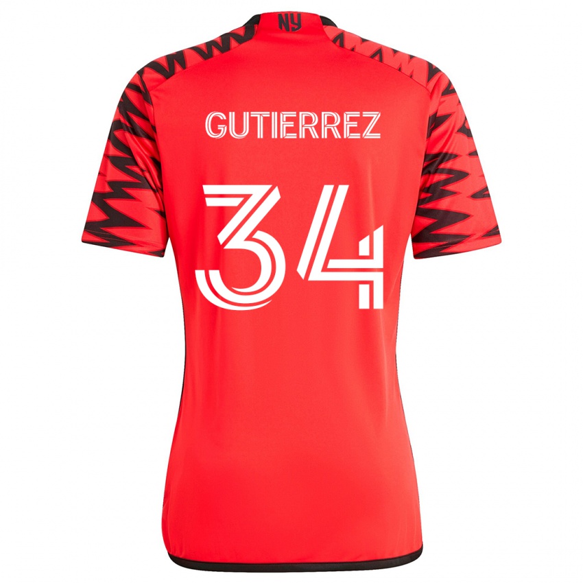 Niño Camiseta Juan Gutierrez #34 Rojo Negro Blanco 2ª Equipación 2024/25 La Camisa Perú