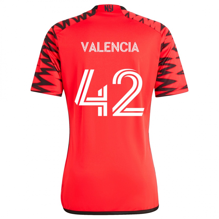 Niño Camiseta Omar Valencia #42 Rojo Negro Blanco 2ª Equipación 2024/25 La Camisa Perú