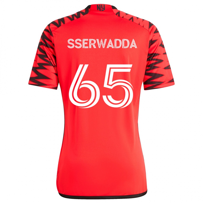 Niño Camiseta Steven Sserwadda #65 Rojo Negro Blanco 2ª Equipación 2024/25 La Camisa Perú