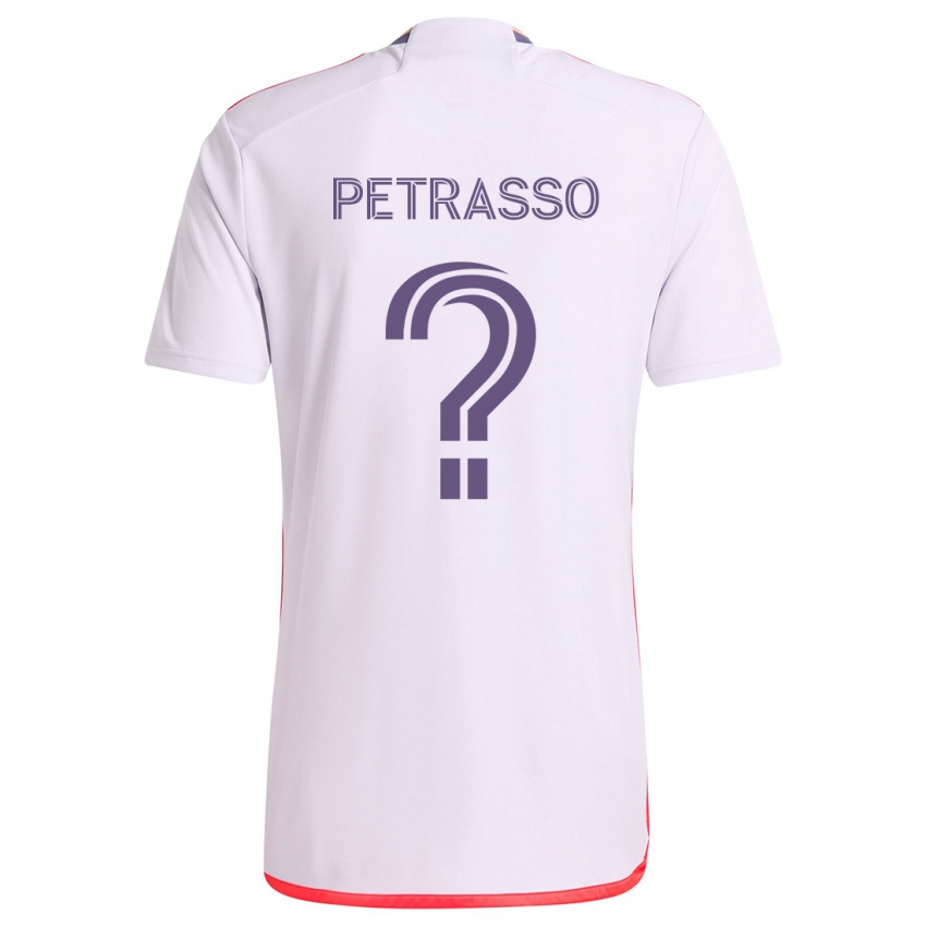 Niño Camiseta Luca Petrasso #0 Blanco Rojo Púrpura 2ª Equipación 2024/25 La Camisa Perú