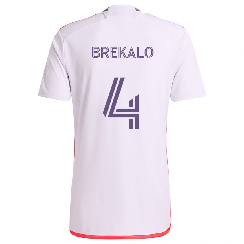 Niño Camiseta David Brekalo #4 Blanco Rojo Púrpura 2ª Equipación 2024/25 La Camisa Perú