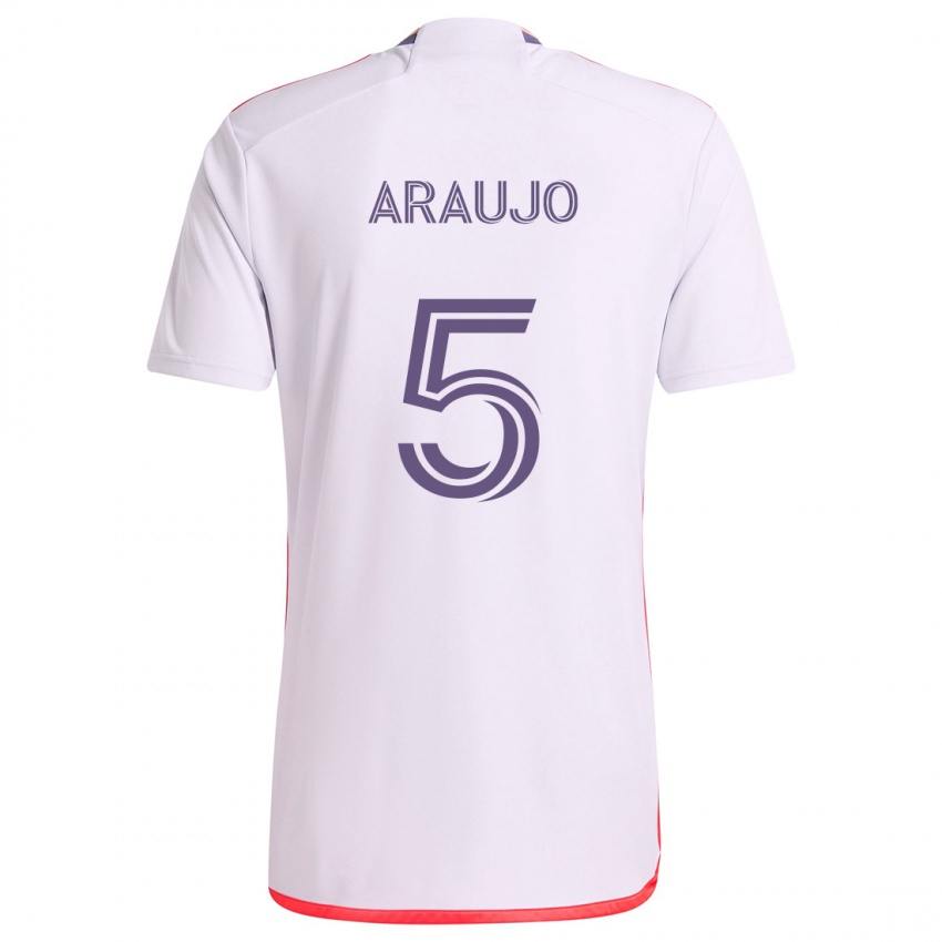 Niño Camiseta César Araújo #5 Blanco Rojo Púrpura 2ª Equipación 2024/25 La Camisa Perú