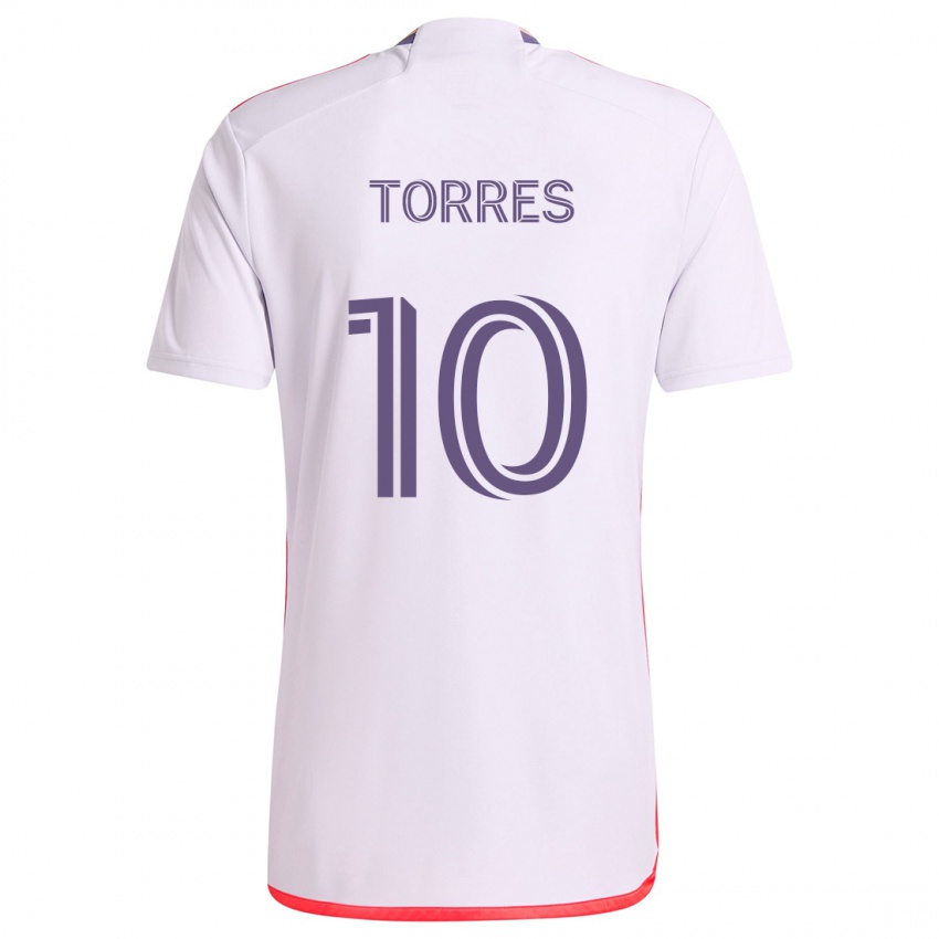 Niño Camiseta Facundo Torres #10 Blanco Rojo Púrpura 2ª Equipación 2024/25 La Camisa Perú