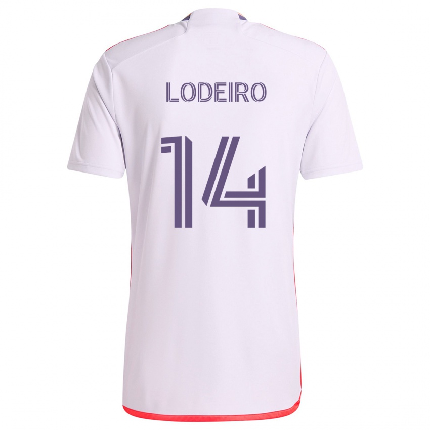 Niño Camiseta Nicolás Lodeiro #14 Blanco Rojo Púrpura 2ª Equipación 2024/25 La Camisa Perú