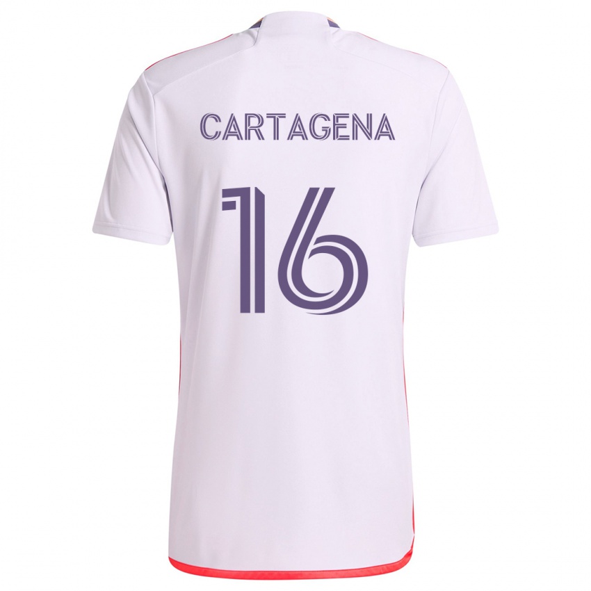 Niño Camiseta Wilder Cartagena #16 Blanco Rojo Púrpura 2ª Equipación 2024/25 La Camisa Perú