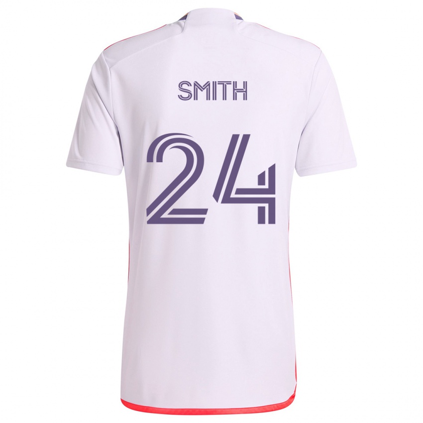 Niño Camiseta Kyle Smith #24 Blanco Rojo Púrpura 2ª Equipación 2024/25 La Camisa Perú