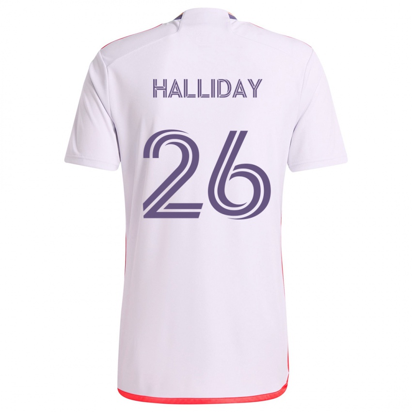 Niño Camiseta Michael Halliday #26 Blanco Rojo Púrpura 2ª Equipación 2024/25 La Camisa Perú