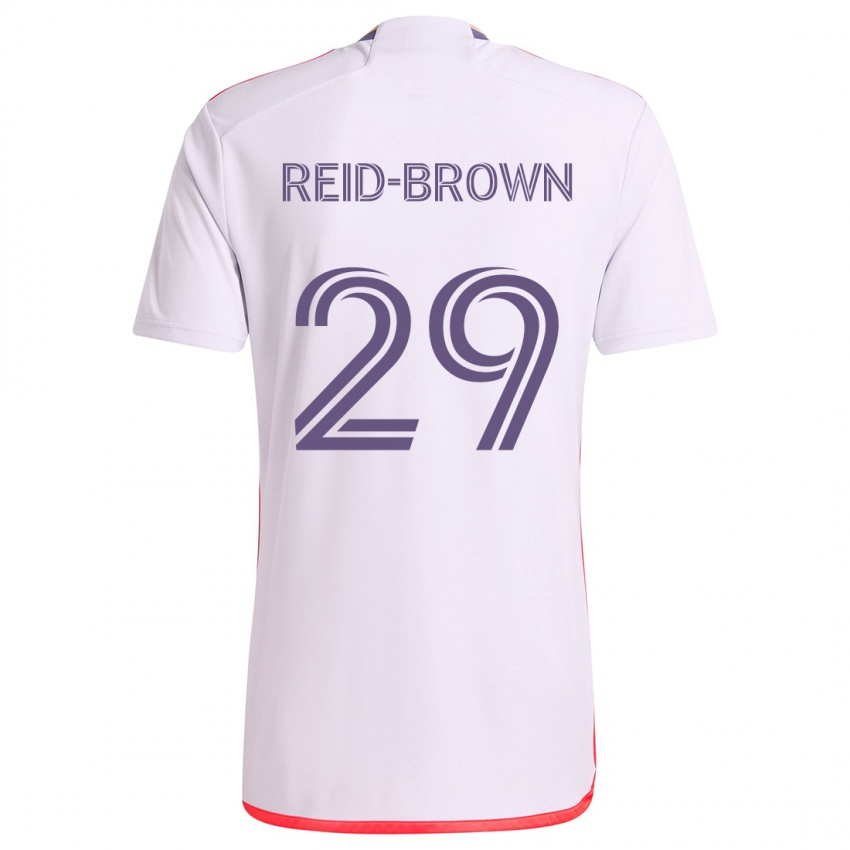 Niño Camiseta Tahir Reid-Brown #29 Blanco Rojo Púrpura 2ª Equipación 2024/25 La Camisa Perú