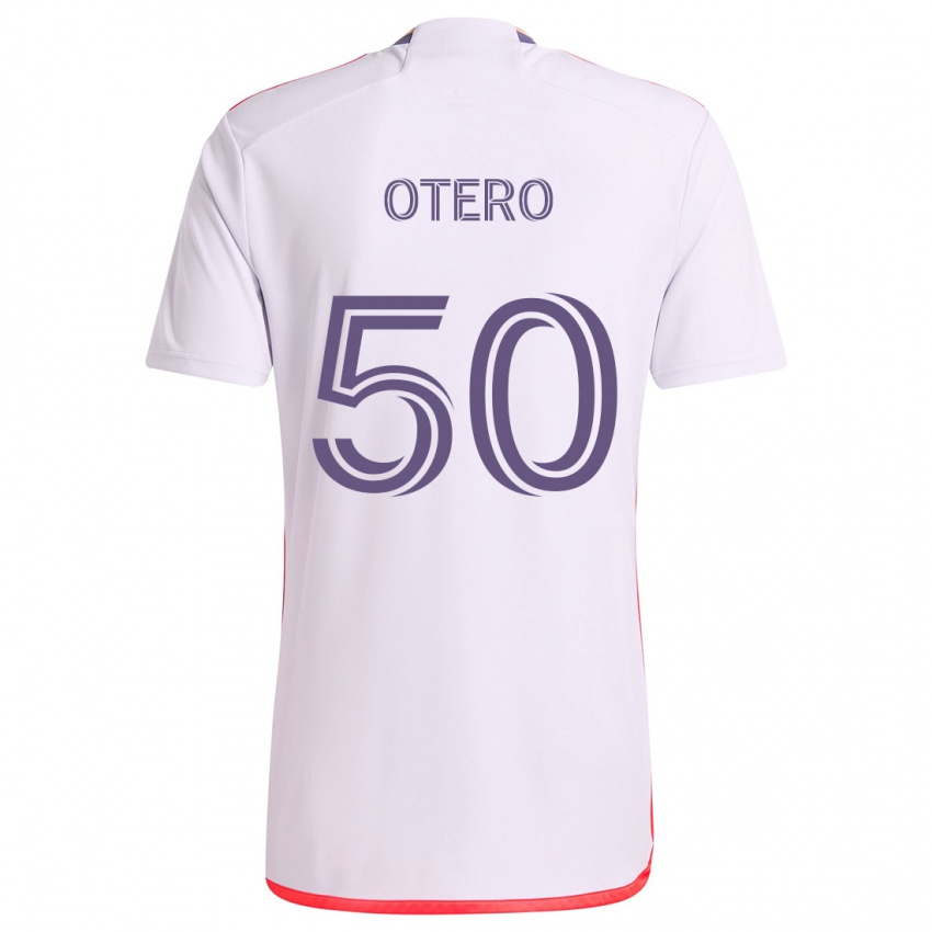 Niño Camiseta Javier Otero #50 Blanco Rojo Púrpura 2ª Equipación 2024/25 La Camisa Perú