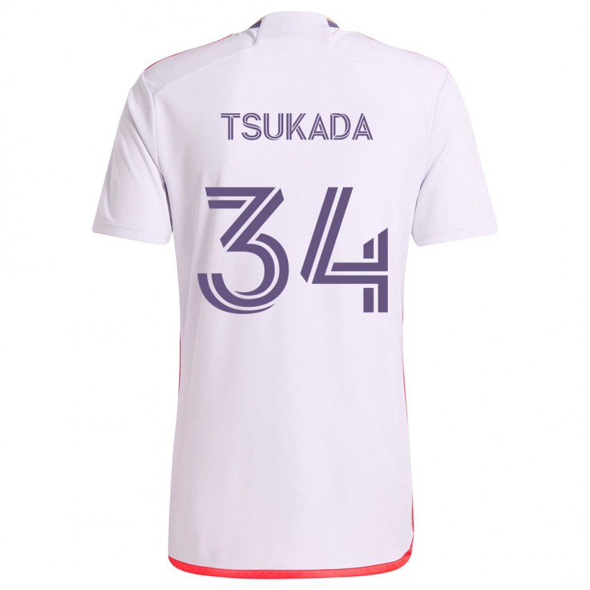 Niño Camiseta Yutaro Tsukada #34 Blanco Rojo Púrpura 2ª Equipación 2024/25 La Camisa Perú