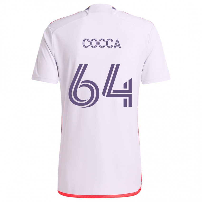 Niño Camiseta Manuel Cocca #64 Blanco Rojo Púrpura 2ª Equipación 2024/25 La Camisa Perú