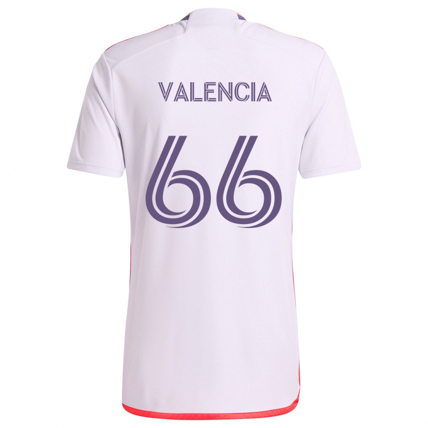 Niño Camiseta Yeiler Valencia #66 Blanco Rojo Púrpura 2ª Equipación 2024/25 La Camisa Perú