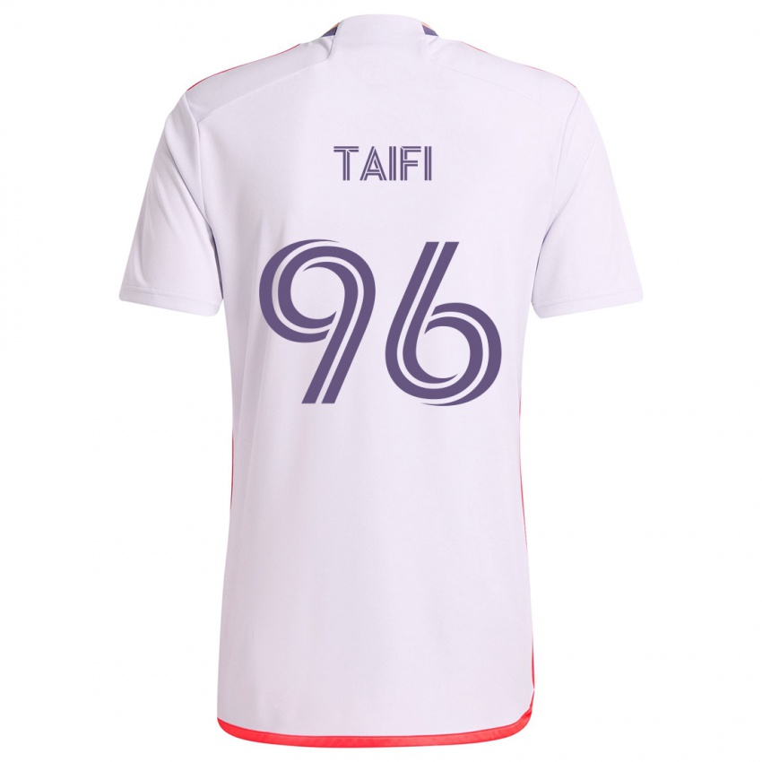 Niño Camiseta Zakaria Taifi #96 Blanco Rojo Púrpura 2ª Equipación 2024/25 La Camisa Perú