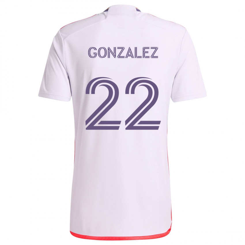 Niño Camiseta Gastón González #22 Blanco Rojo Púrpura 2ª Equipación 2024/25 La Camisa Perú