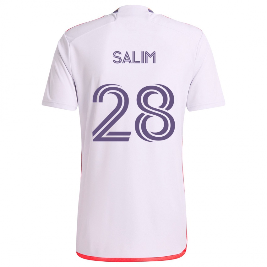 Niño Camiseta Abdi Salim #28 Blanco Rojo Púrpura 2ª Equipación 2024/25 La Camisa Perú