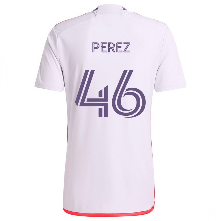 Niño Camiseta Franco Pérez #46 Blanco Rojo Púrpura 2ª Equipación 2024/25 La Camisa Perú