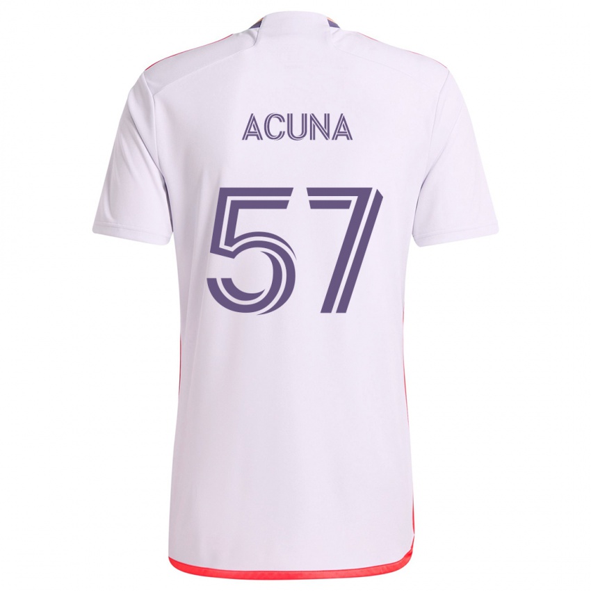 Niño Camiseta Cristofer Acuña #57 Blanco Rojo Púrpura 2ª Equipación 2024/25 La Camisa Perú