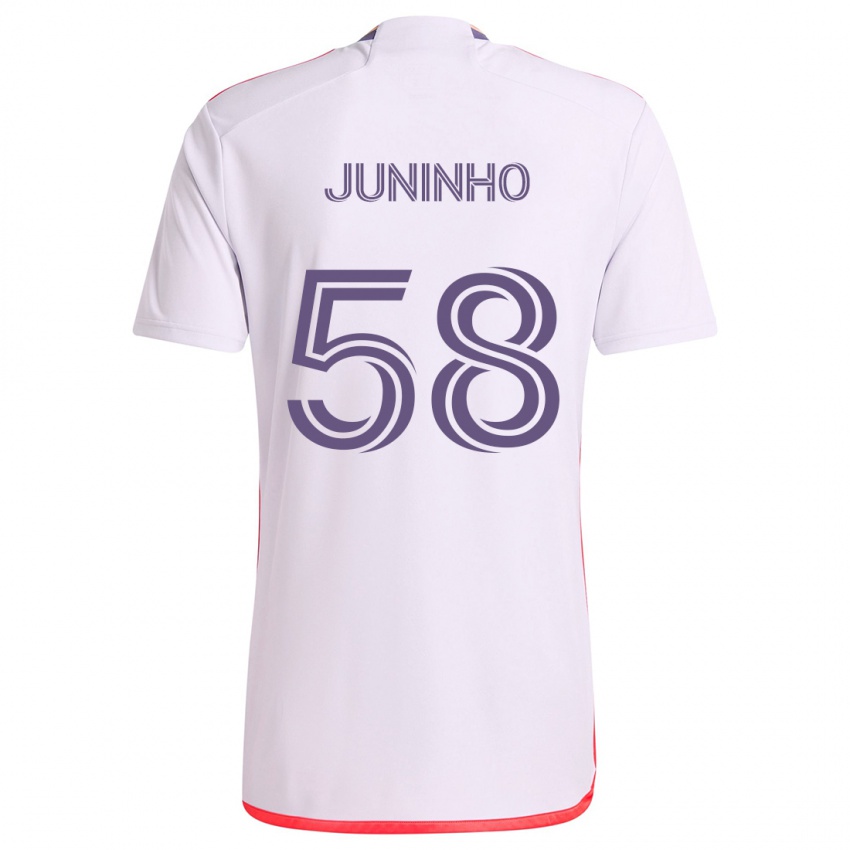 Niño Camiseta Juninho #58 Blanco Rojo Púrpura 2ª Equipación 2024/25 La Camisa Perú