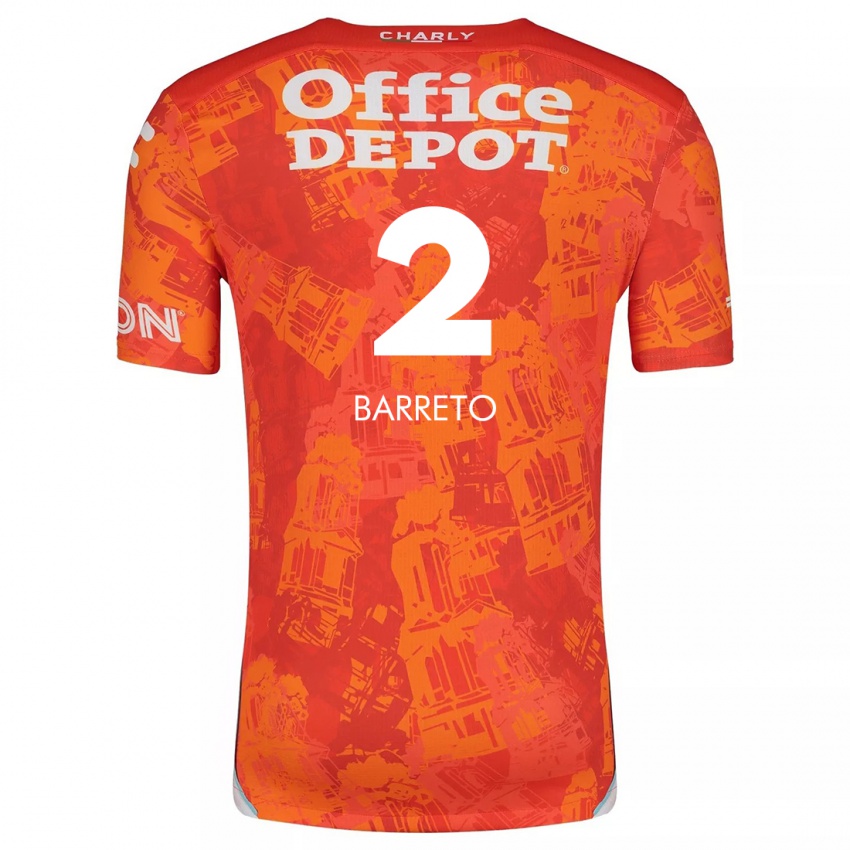 Niño Camiseta Sergio Barreto #2 Naranja Blanco 2ª Equipación 2024/25 La Camisa Perú