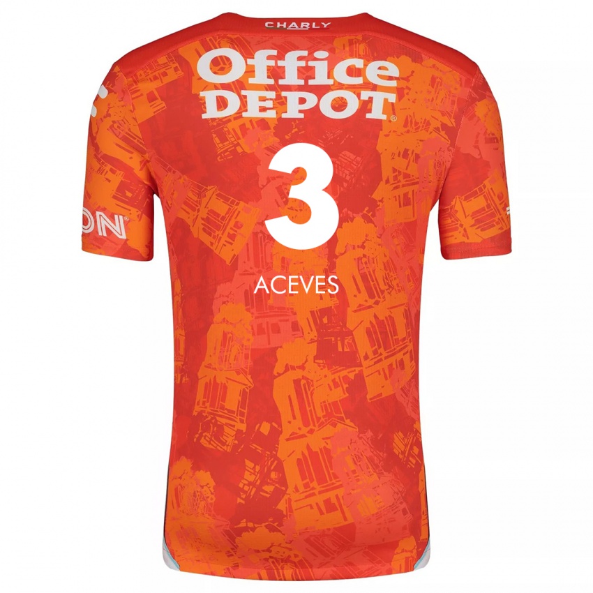 Niño Camiseta Alonso Aceves #3 Naranja Blanco 2ª Equipación 2024/25 La Camisa Perú