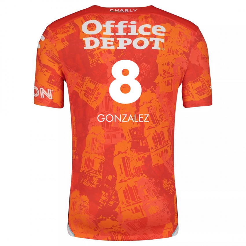 Niño Camiseta Bryan González #8 Naranja Blanco 2ª Equipación 2024/25 La Camisa Perú