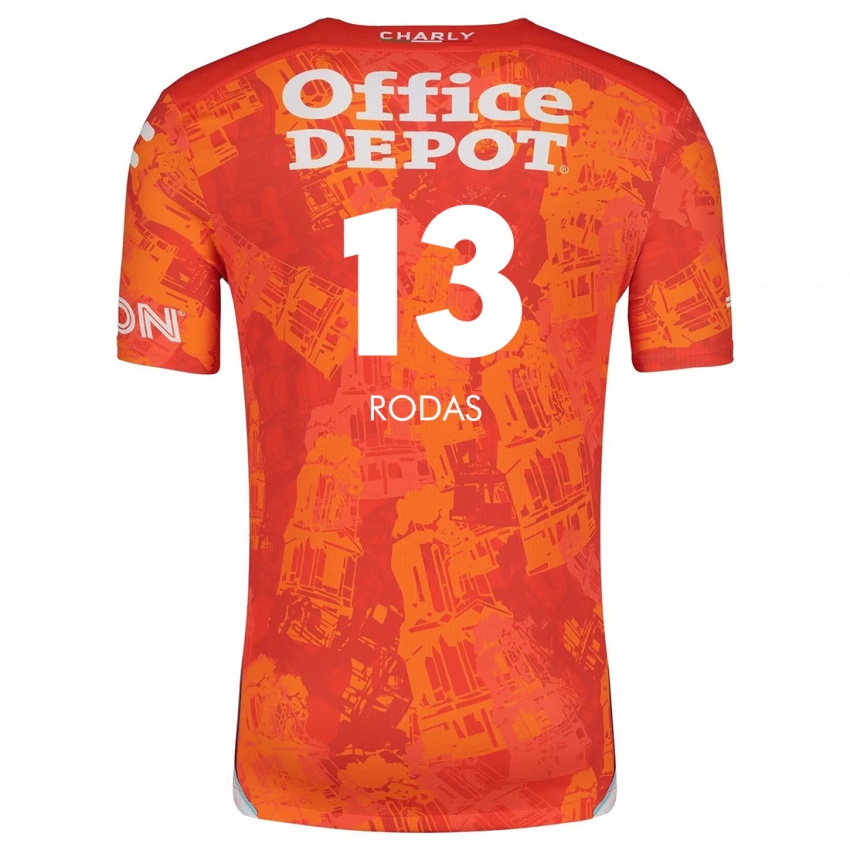 Niño Camiseta Carlos Rodas #13 Naranja Blanco 2ª Equipación 2024/25 La Camisa Perú