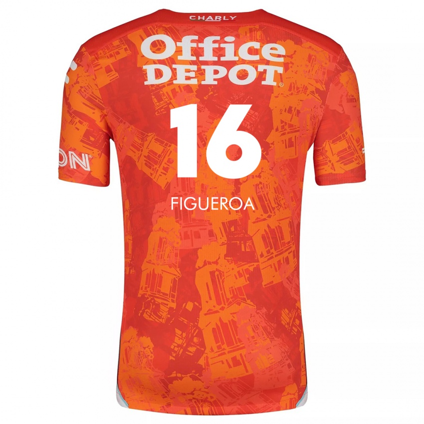 Niño Camiseta Antonio Figueroa #16 Naranja Blanco 2ª Equipación 2024/25 La Camisa Perú