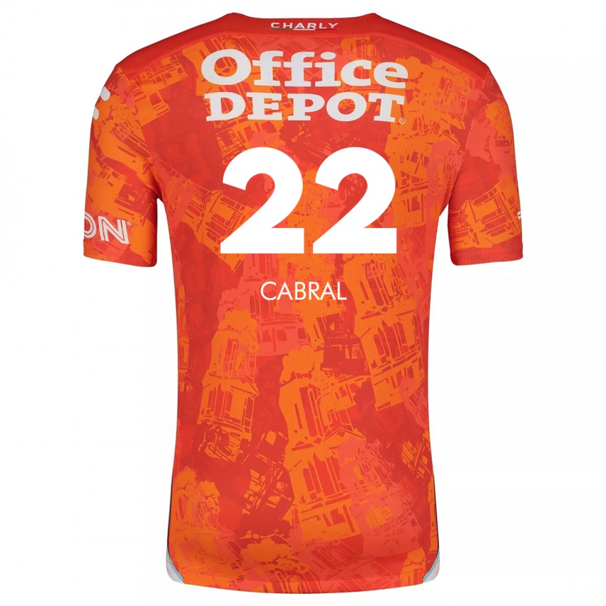 Niño Camiseta Gustavo Cabral #22 Naranja Blanco 2ª Equipación 2024/25 La Camisa Perú