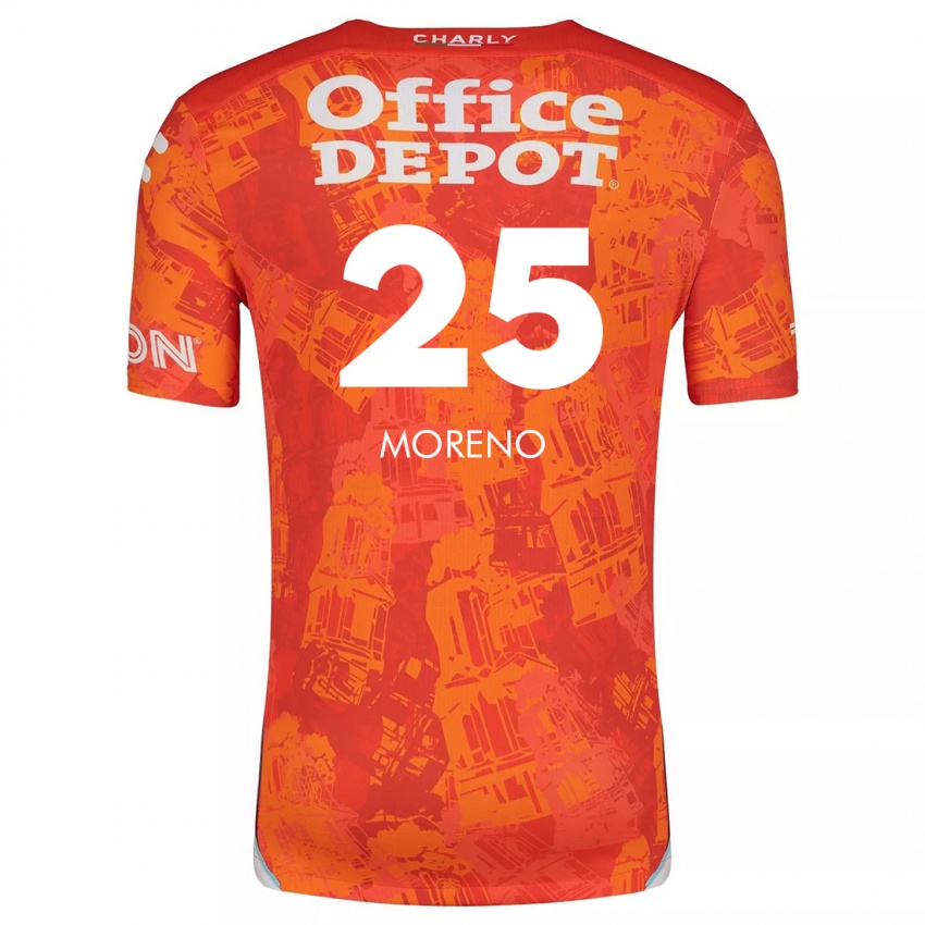 Niño Camiseta Carlos Moreno #25 Naranja Blanco 2ª Equipación 2024/25 La Camisa Perú