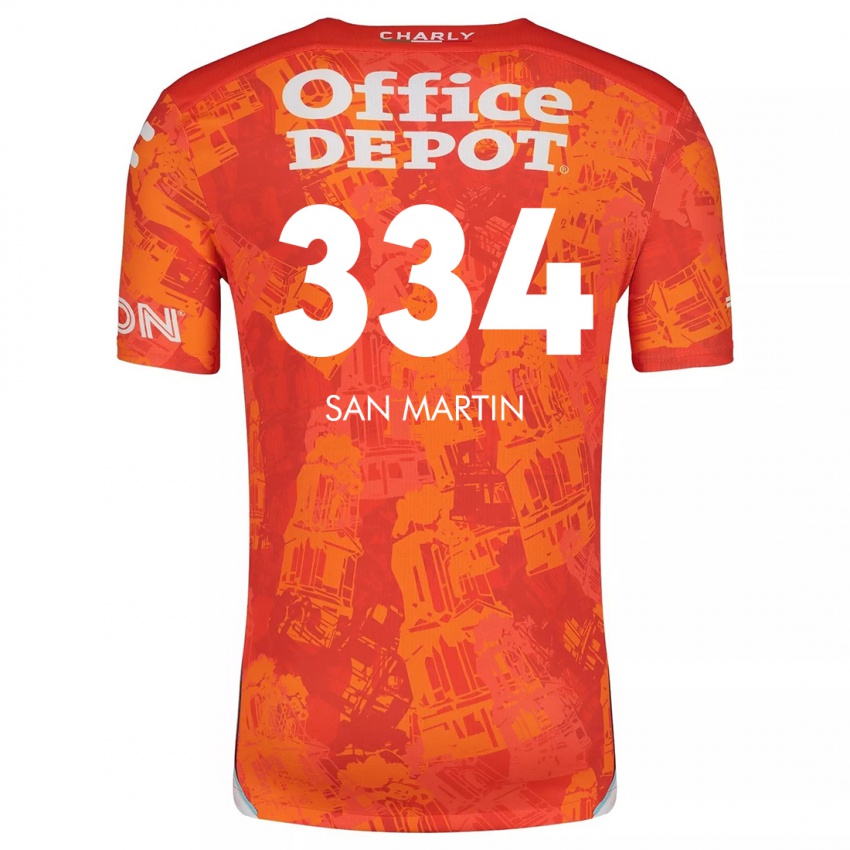 Niño Camiseta Uziel San Martín #334 Naranja Blanco 2ª Equipación 2024/25 La Camisa Perú