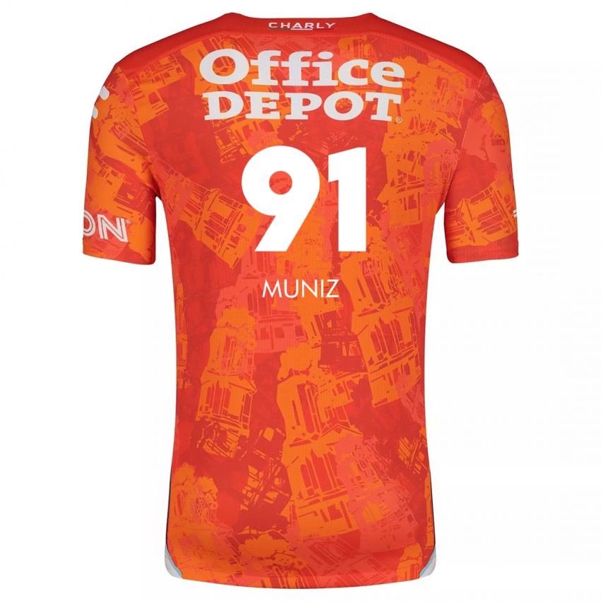 Niño Camiseta Brandon Muñiz #91 Naranja Blanco 2ª Equipación 2024/25 La Camisa Perú